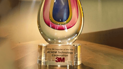 Корпорация Achem Technology получает награду «Поставщик года» от 3M. Награда присуждается поставщикам, которые повышают конкурентоспособность 3