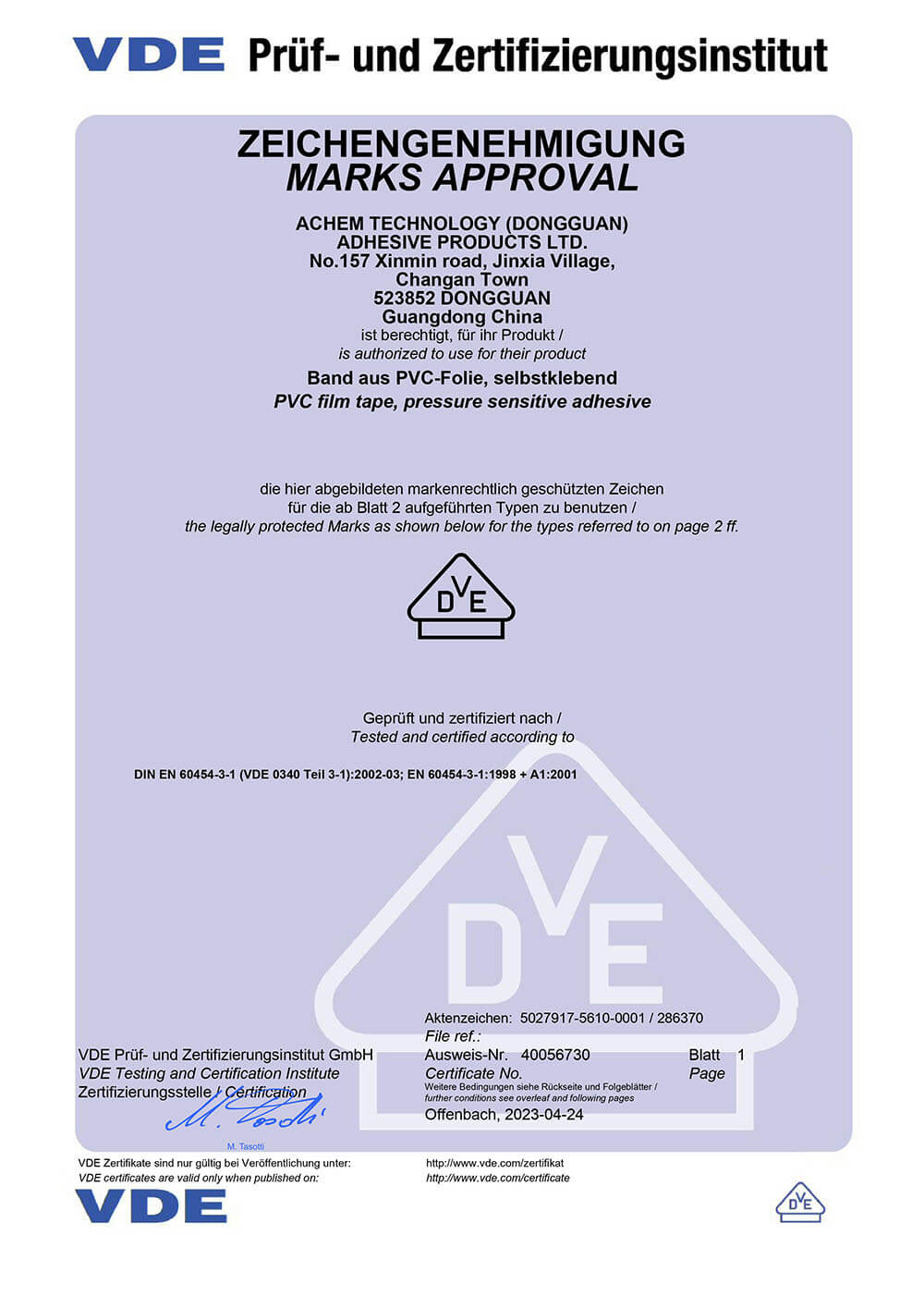 VDE Marks Approval