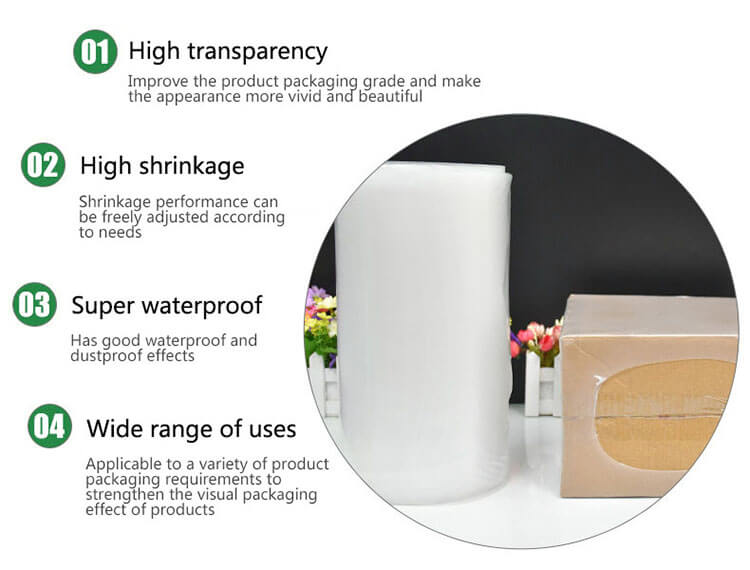 PE / PVC/ POF Polyolefin Shrink Film Clear Shrinkable Multi Pack Film Wrapping Bottles Soft Roll Plastic Wrap